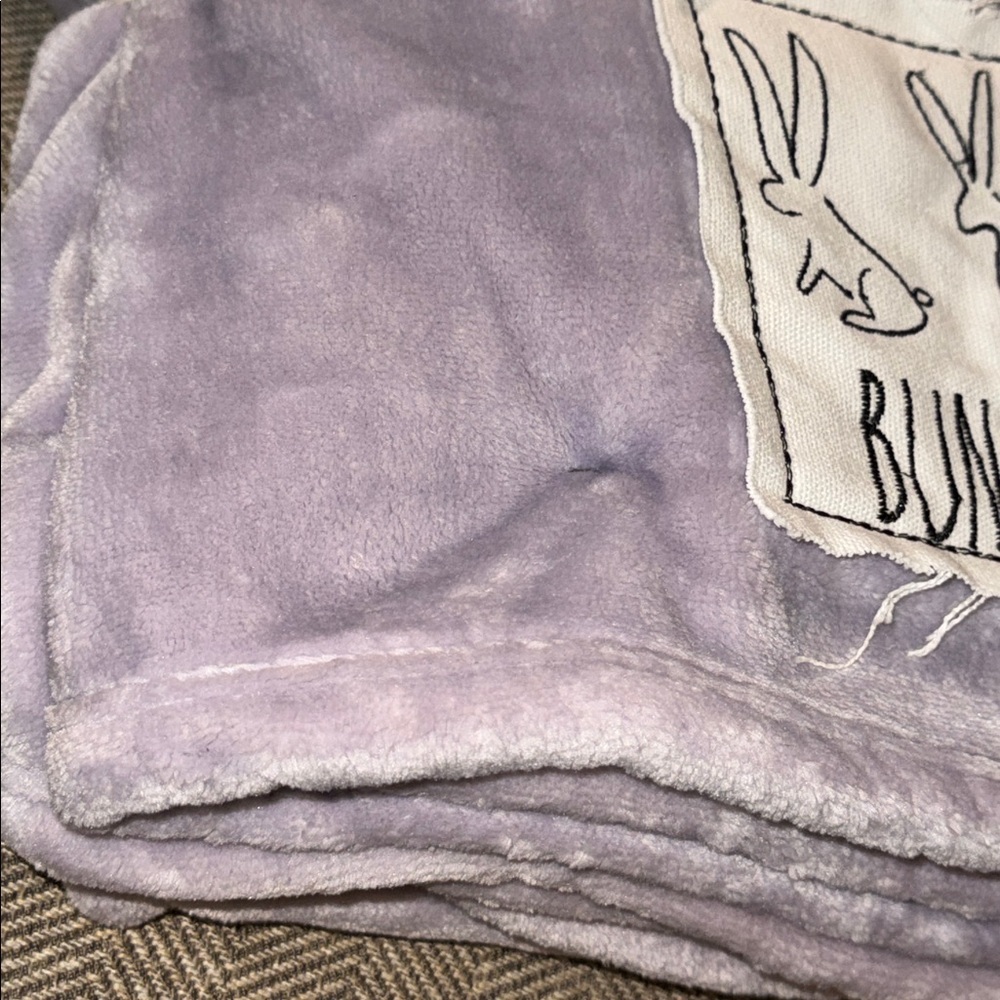 NWT Rae Dunn Gray Bunny Love Patch Throw/Blanket Spring/Easter/Rabbits/Bunnies - Picture 2 of 9